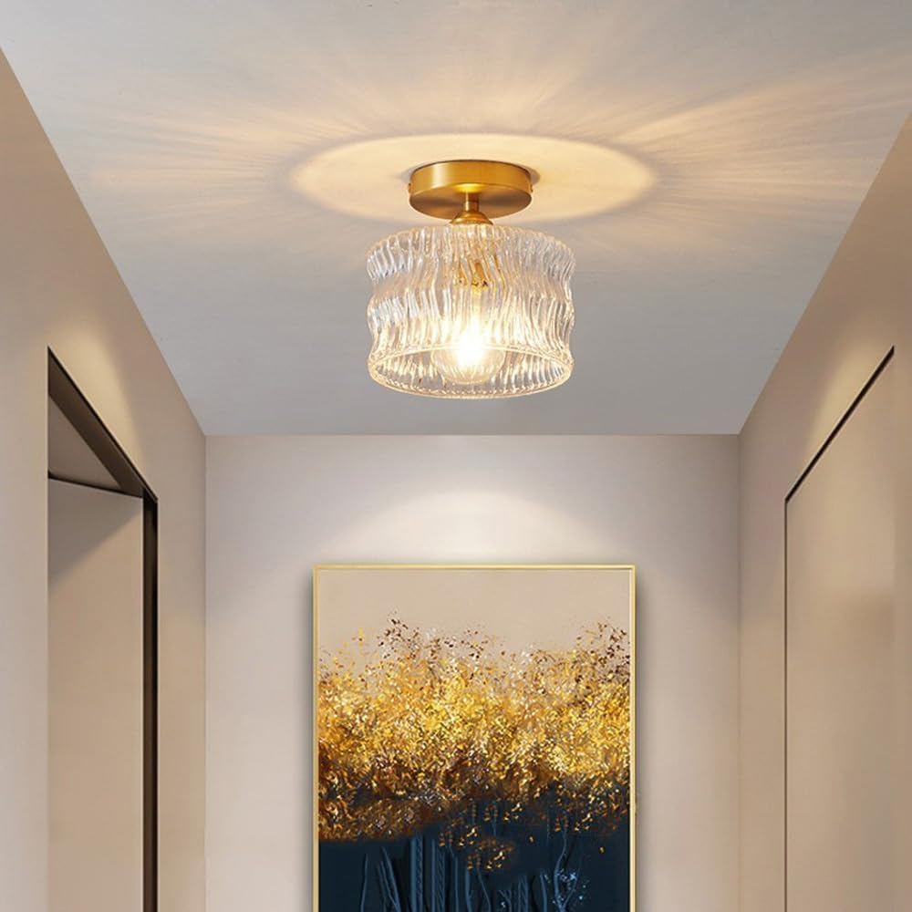 Vintage Crystal Clear Glass Ceiling Light Hallway