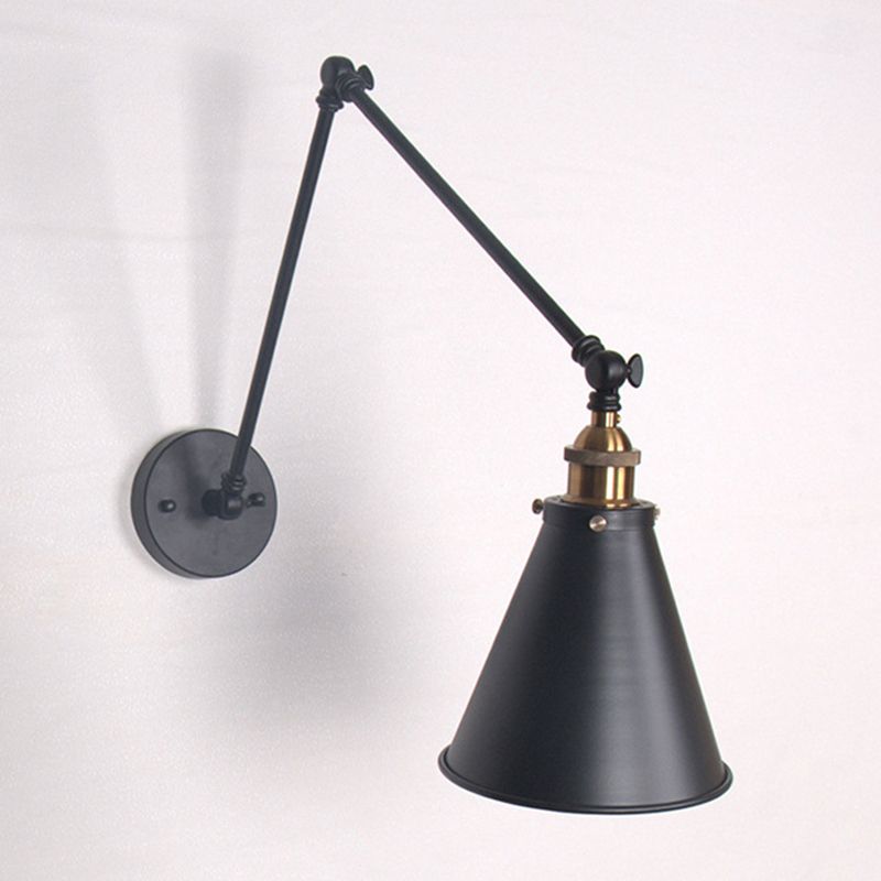 Adjustable Industrial Wall Light – Vintage Black Cone Lamp