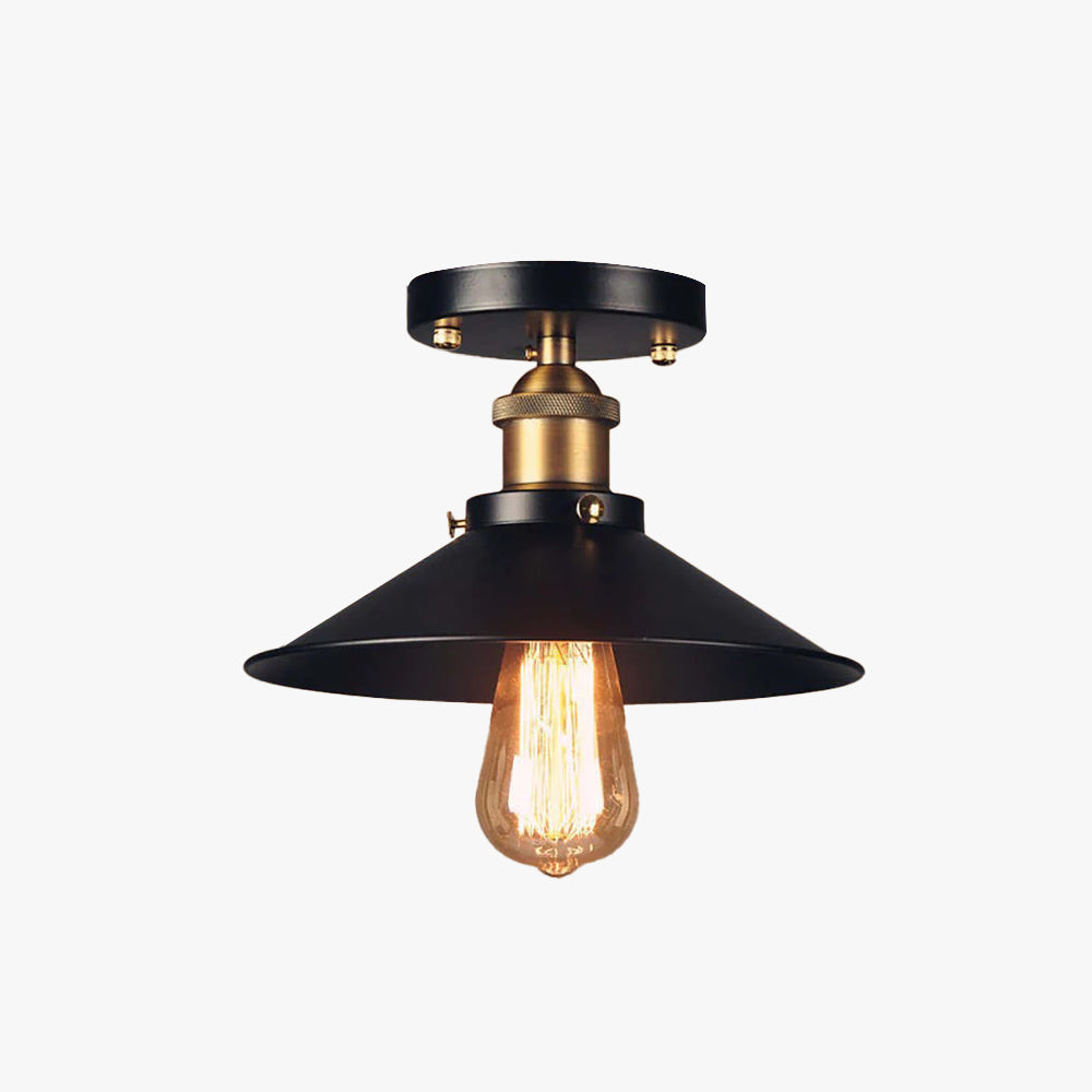 Vintage Industrial Ceiling Light – Black & Brass Fixture