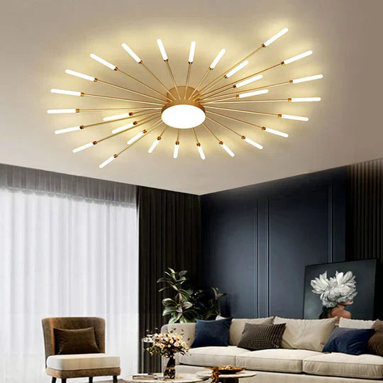 Modern Starburst LED Ceiling Light – Gold Flush Mount Feature