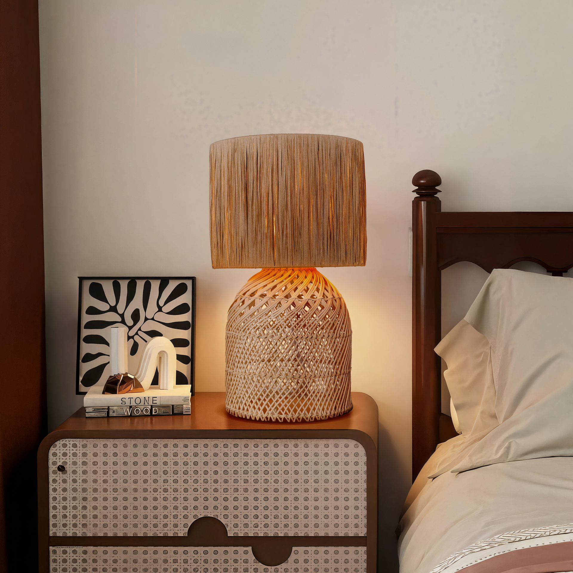 Minimalist style Rattan Table Lamps for Cozy Living Spaces