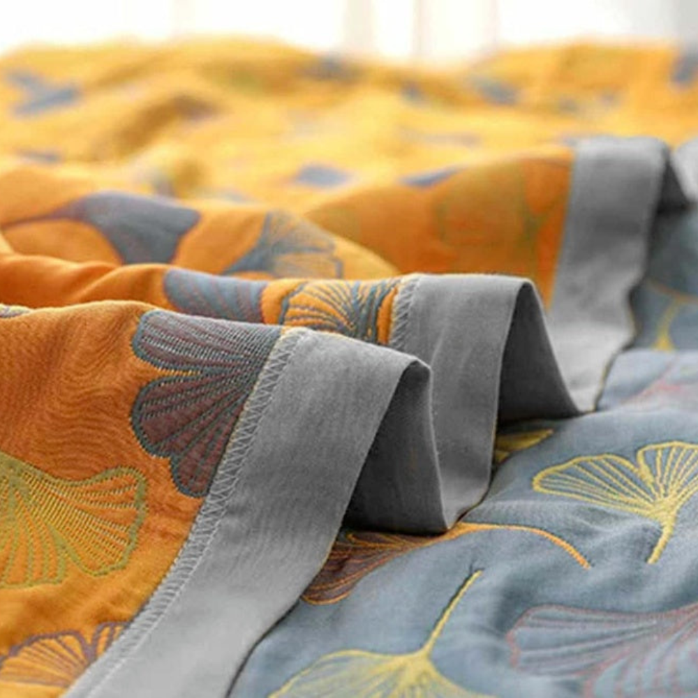 Bedroom Elegant Ginkgo Leaf Throw Blanket | Reversible Design