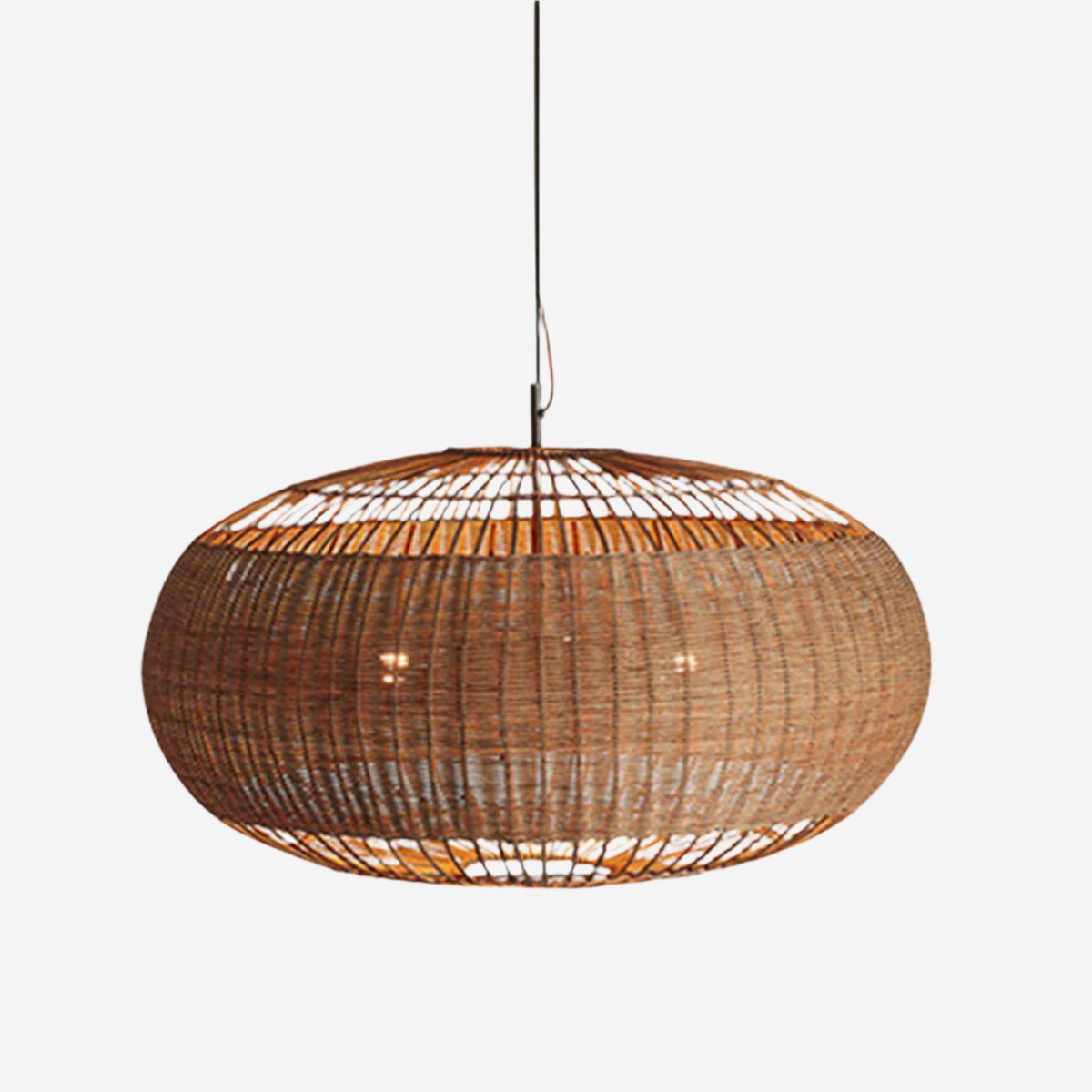 Handcrafted Rattan Pendant Light Flat Round