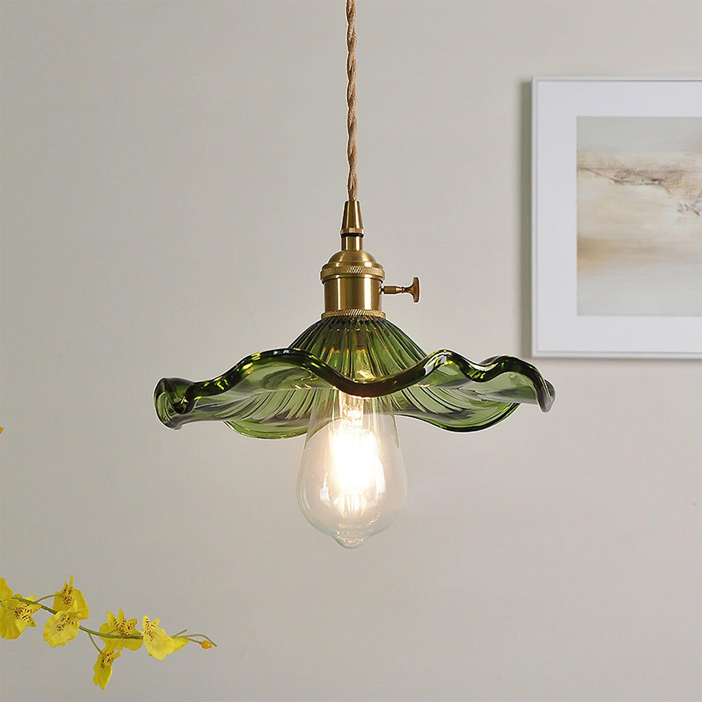 Vintage Green Glass Pendant Light – Retro Hanging Lamp