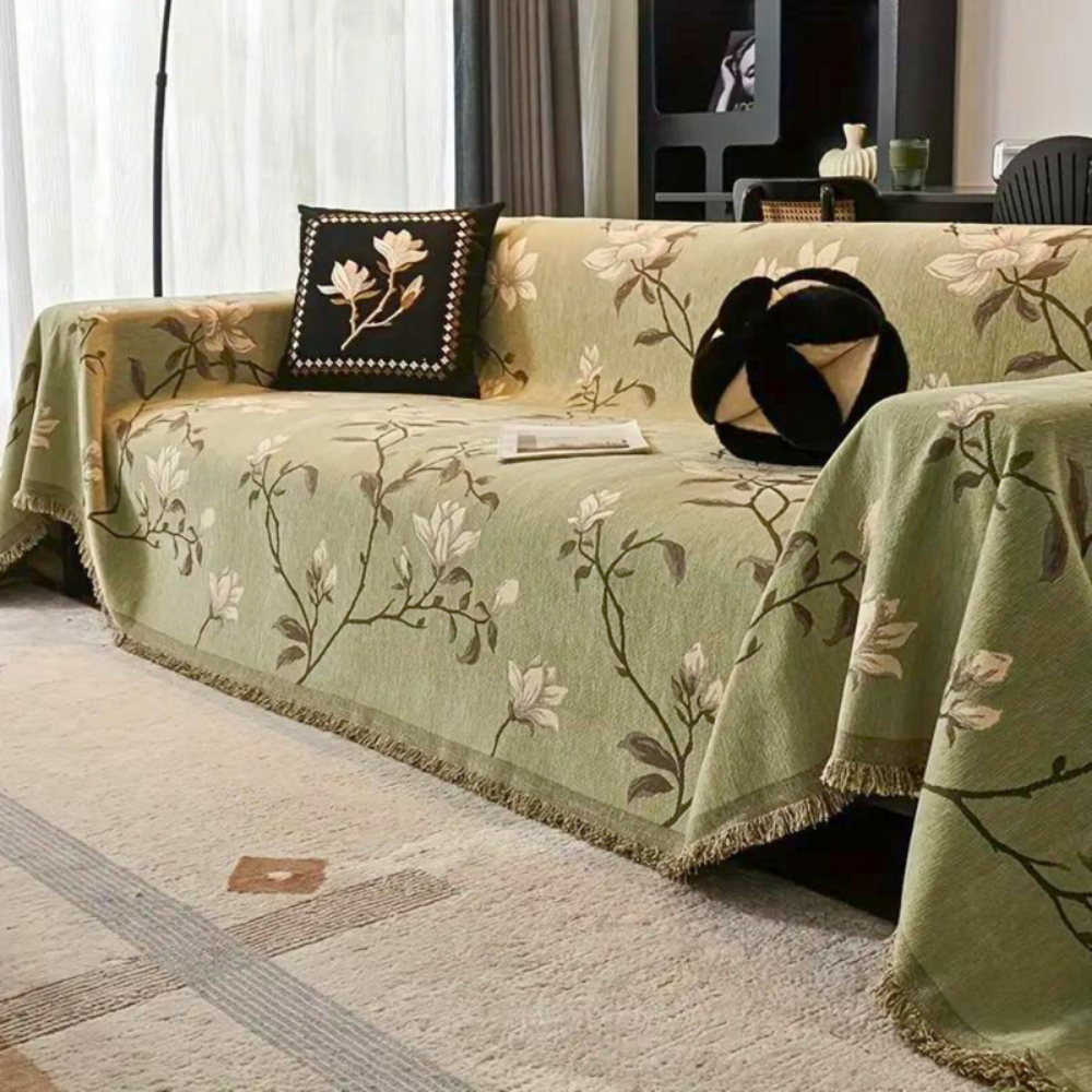 Living Room Elegant Sofa Cover | Vintage Floral Design Protector