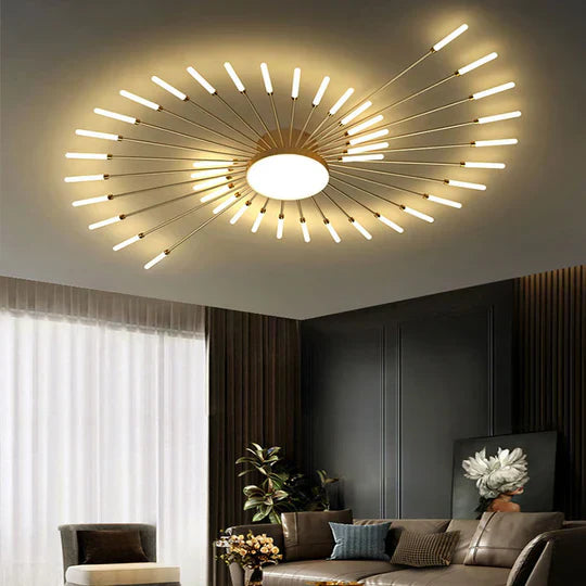 Modern Starburst LED Ceiling Light – Gold Flush Mount Feature