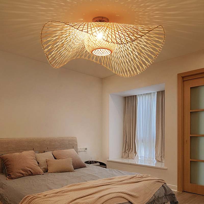 Decorative Rattan-Style Ceiling Light – Organic Elegance with Light Play