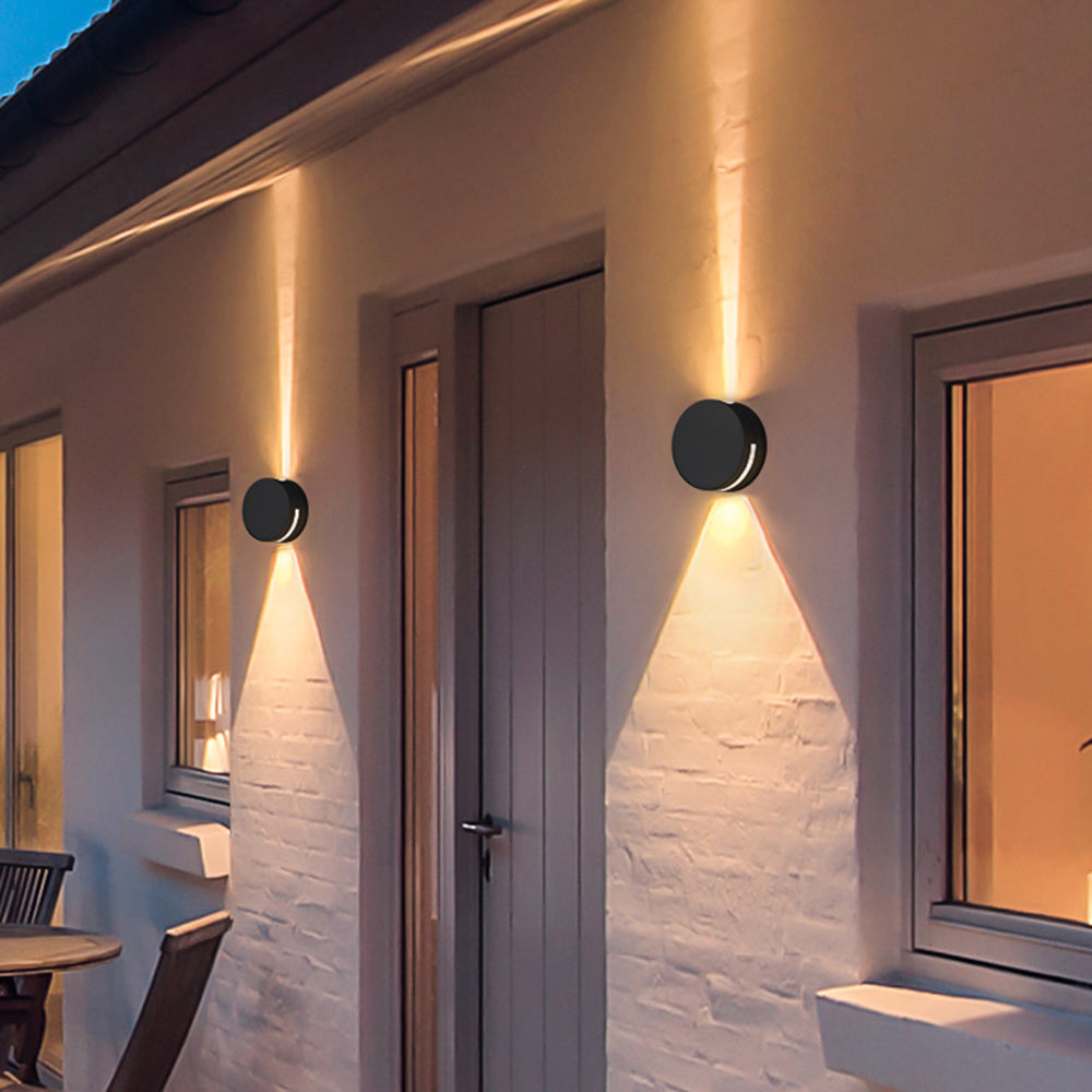 Modern Up & Down Outdoor LED Wall Light – Black Cylinder Design