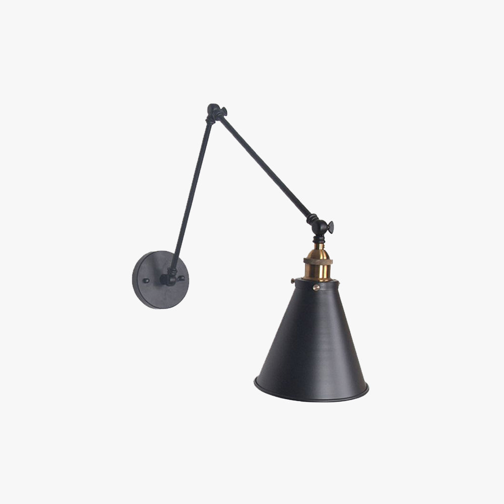 Adjustable Industrial Wall Light – Vintage Black Cone Lamp