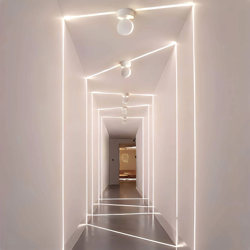 Modern Neon Corridor Lighting – Pink LED Ceiling Tube System