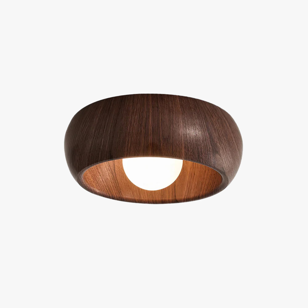 Modern Wooden Flush Ceiling Light – Minimalist Dome Design