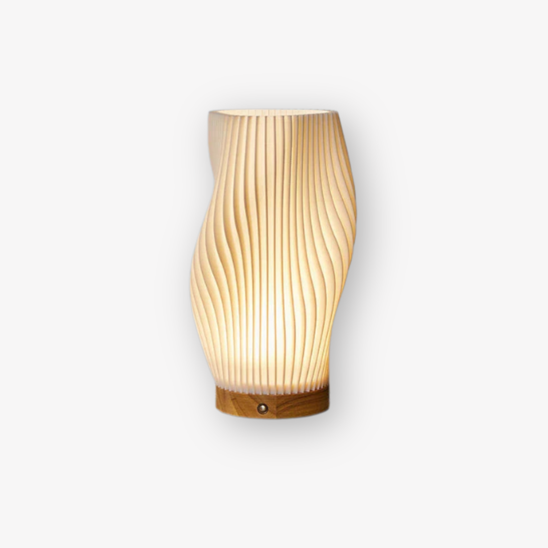 Modern Nordic Wooden Table Lamp – Warm Ambient LED Light