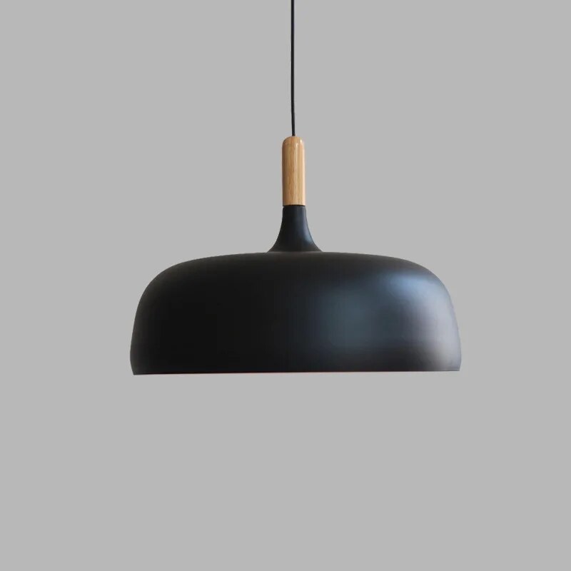 Modern Black Pendant Light with Wooden Detail – Nordic Ceiling Fixture