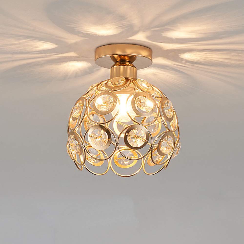 Elegant Crystal Flush Ceiling Light – Gold Finish
