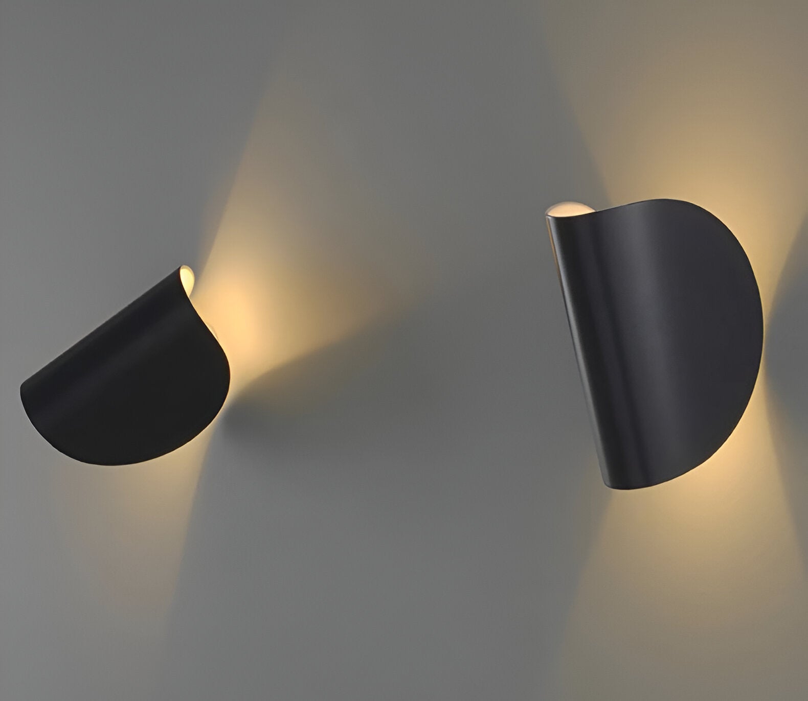 Contemporary Curved Wall Light – Minimalist Black Metal Lighting with Dual Beam Glow