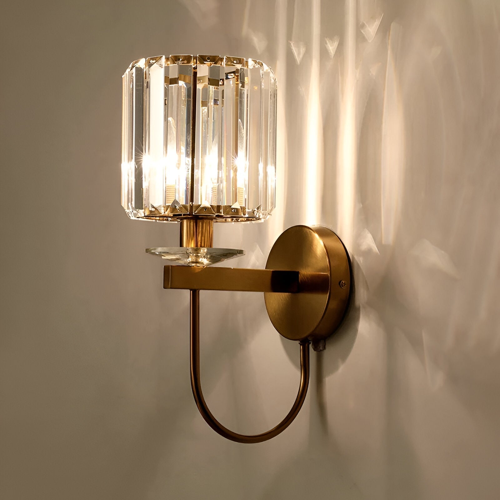 Luxury Crystal Wall Light with Brass Finish – Elegant Accent Sconce