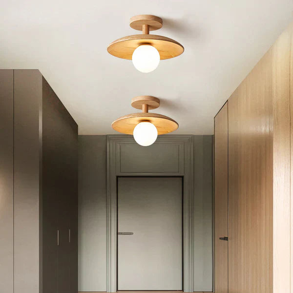 Scandinavian Wooden Ceiling Light – Modern Flush Mount Fixture