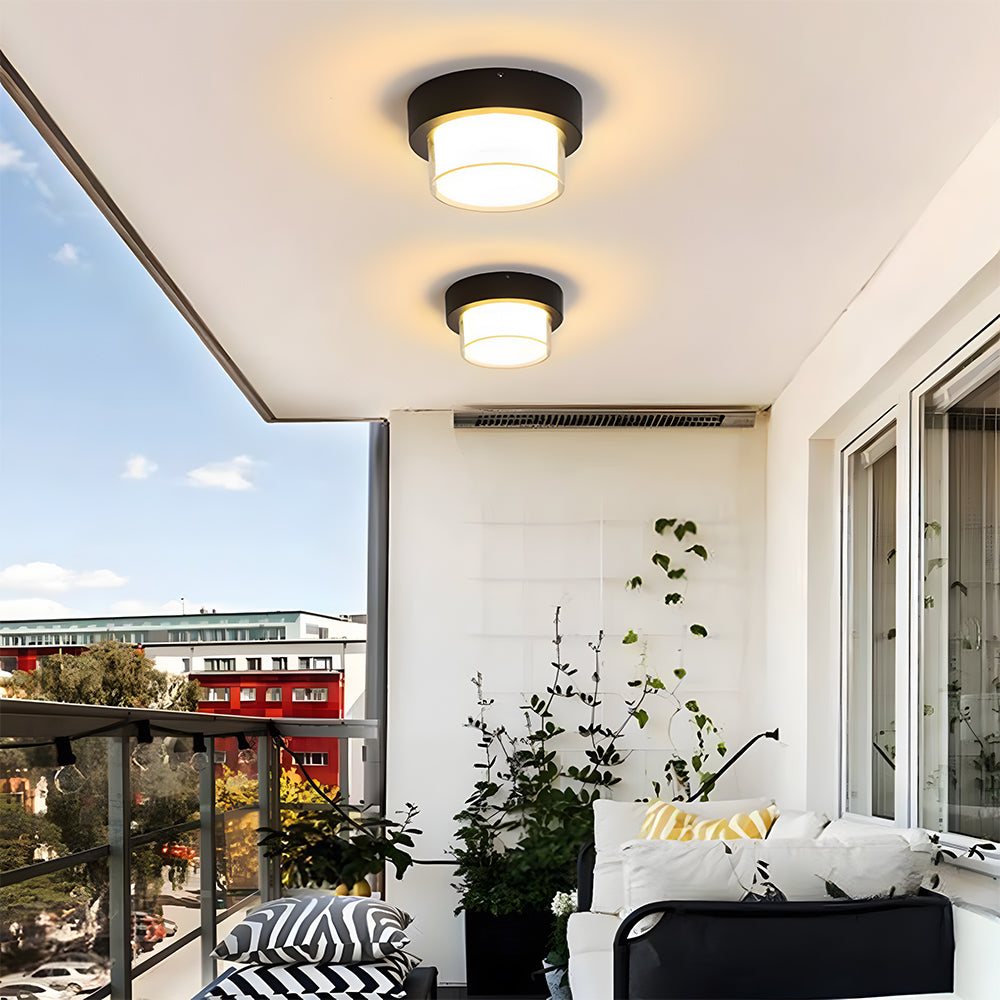 IP68 Outdoor Flush Mount  Black Patio Ceiling Light
