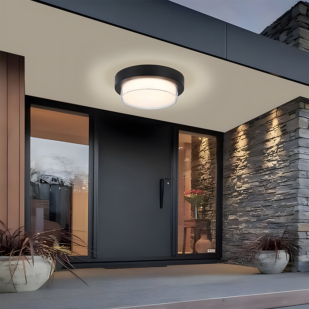 IP68 Outdoor Flush Mount  Black Patio Ceiling Light