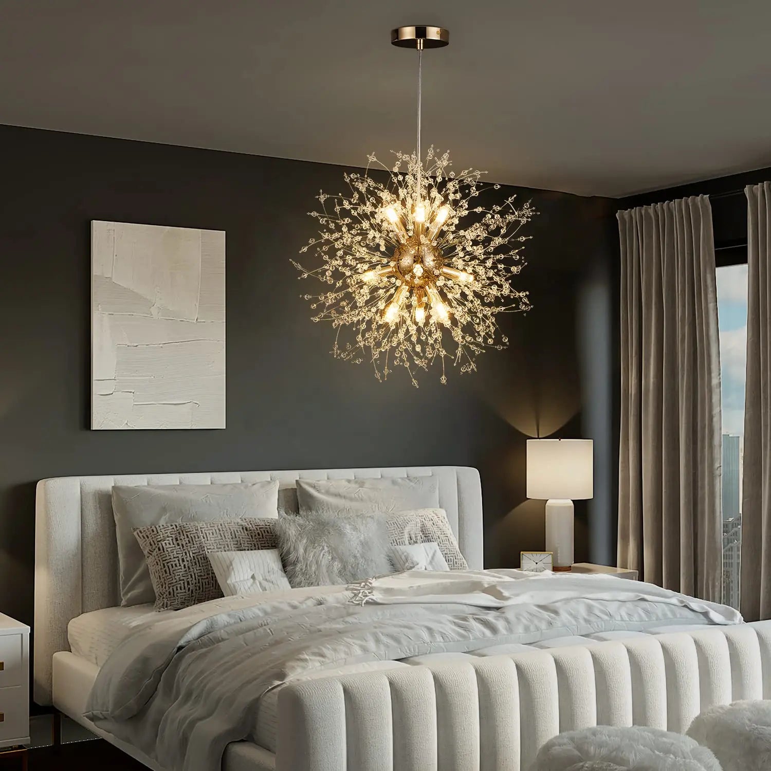 Modern Crystal Firework Chandelier – Statement Pendant Light