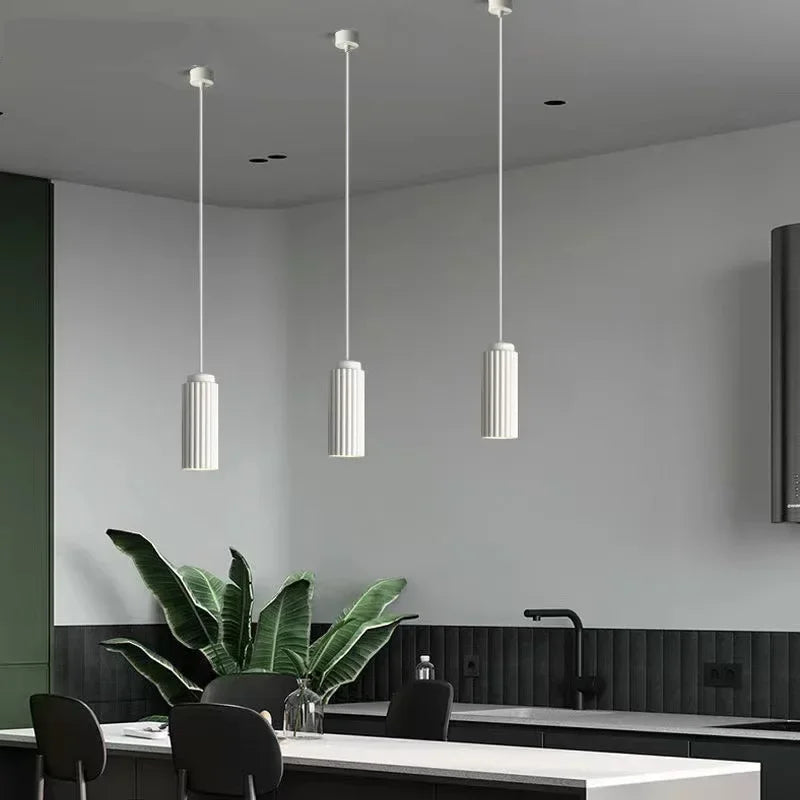 Nordic Minimalist Pendant Light – Modern Ribbed Ceiling Fixture