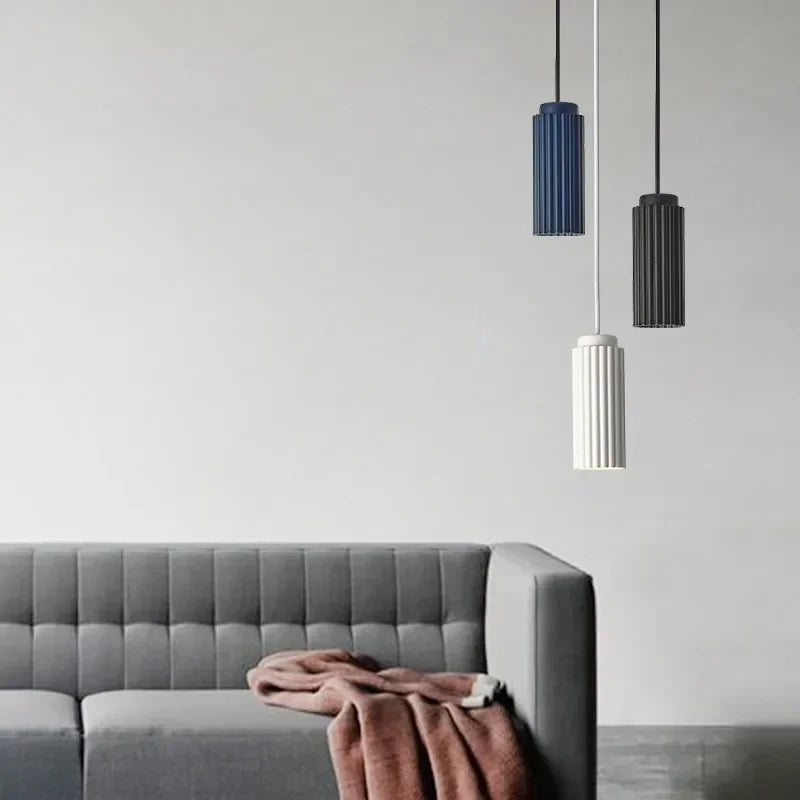 Nordic Minimalist Pendant Light – Modern Ribbed Ceiling Fixture