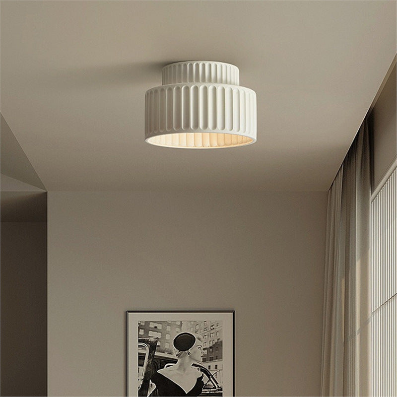 Modern Ceramic Flush Ceiling Light – Ribbed Design