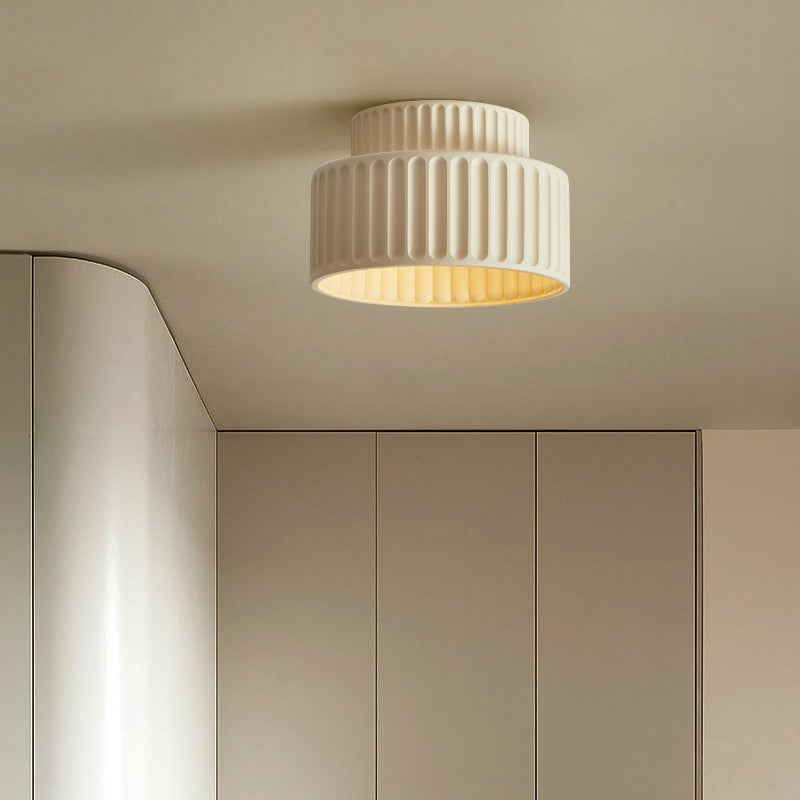 Modern Ceramic Flush Ceiling Light – Ribbed Design