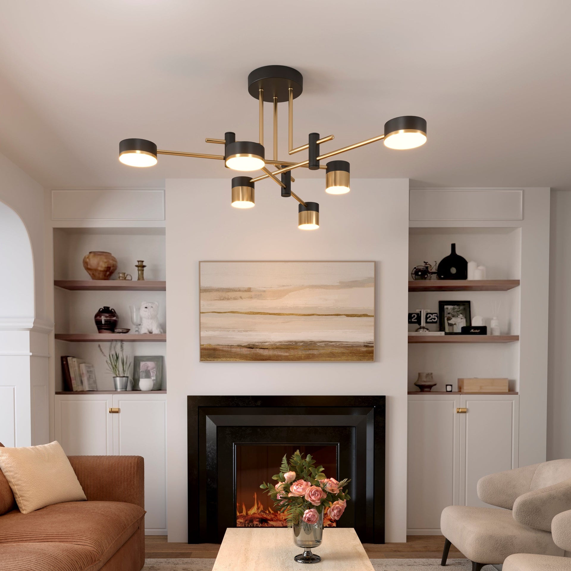 Metal Black And Gold Ceiling Light with LED Bulbs