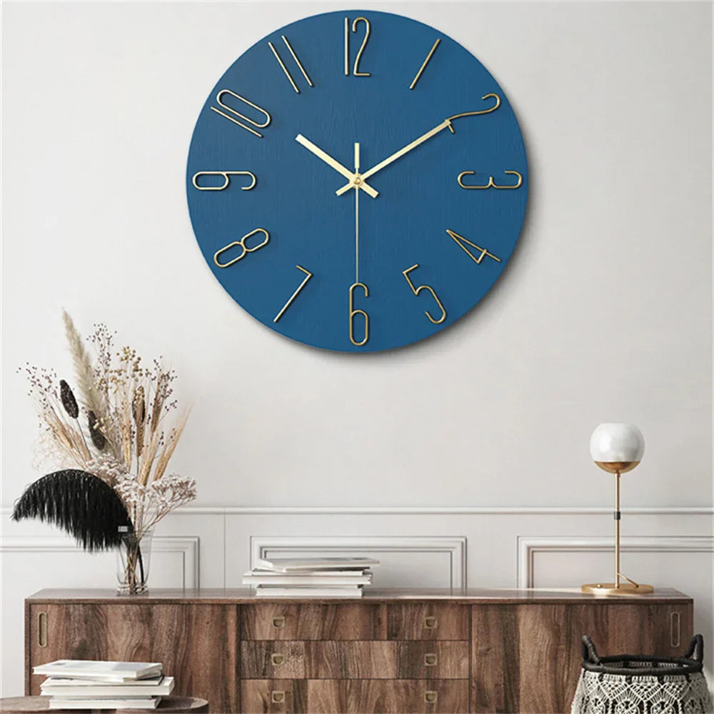 Modern Wall Clock with Gold Numbers – Silent & Stylish