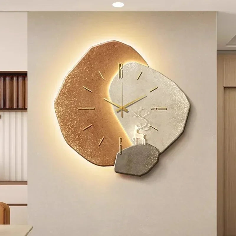 Lunar-Inspired LED Wall Clock with Stone Texture Design
