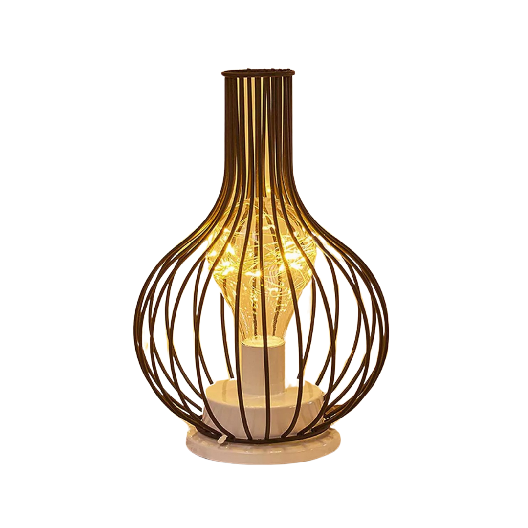 Industrial Cage LED Table Lamp – Ambient Decorative Lighting
