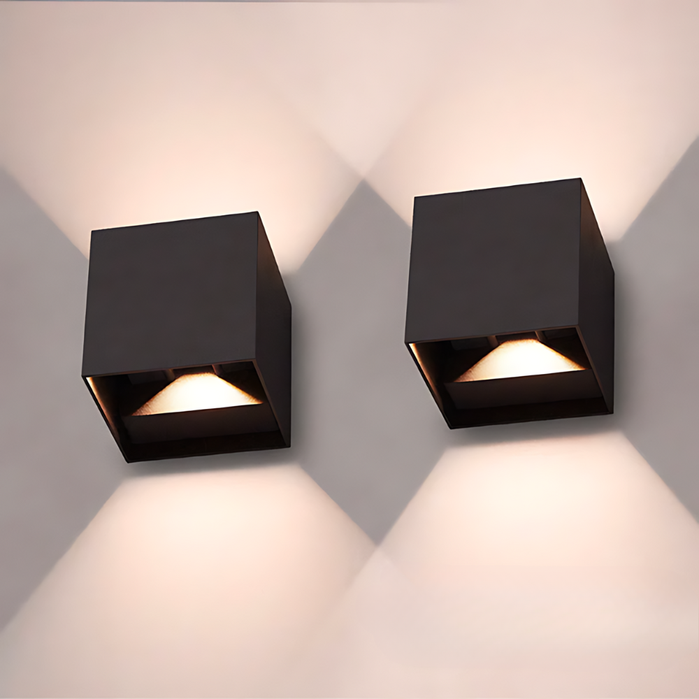Modern Outdoor Wall Light – Black LED Up & Down Facade Lamp