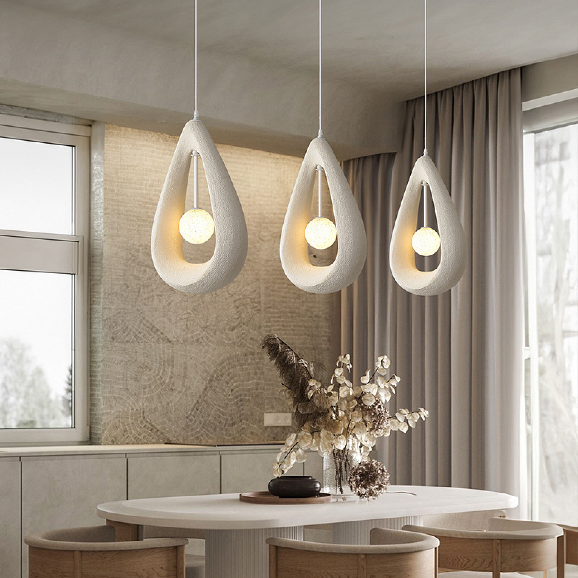 Oval Japandi Pendant Light
