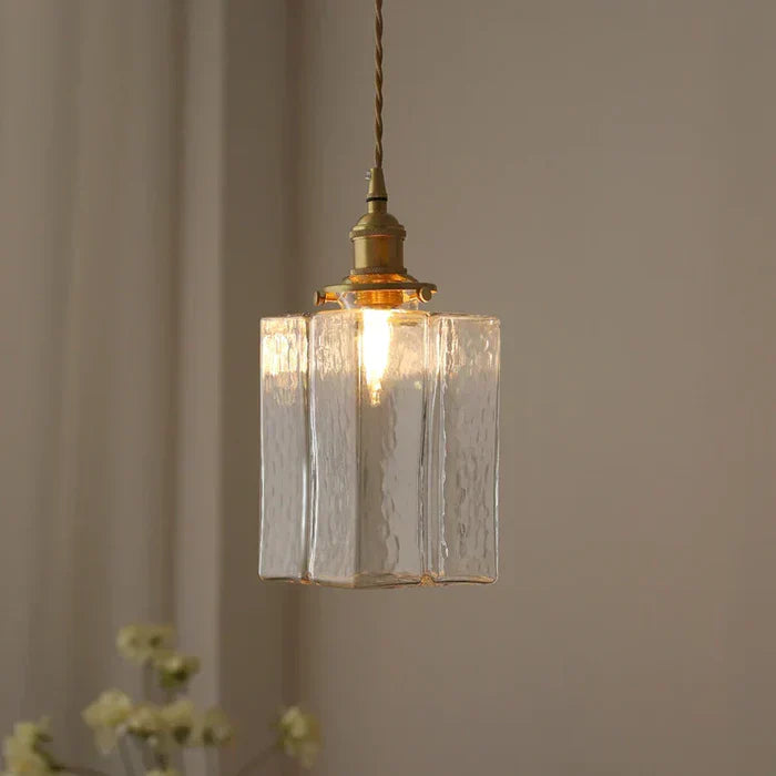 Vintage Glass Pendant Lights with Brass Finish